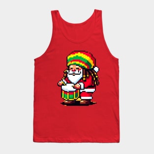 8-Bit Reggae Santa - Tropical Christmas Drums Tank Top